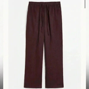 Linen Blend Drawstring Pants